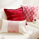 Axyaa French Red Pink Cotton Cushion Cover Set