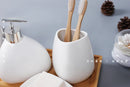Axya Ceramic Bathroom Set: Soap Dispenser, Toothbrush Holder, Tumbler, Soap Dish & Cotton Swab Holder