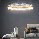 Axyaa Frosty Acrylic Ring LED Chandelier for Modern Living Room and Office Decor