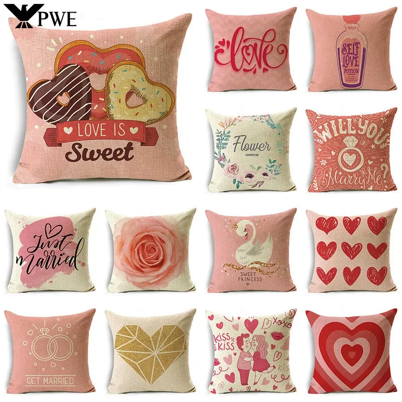Axyaa Pink Heart Pattern Cushion Cover - 40cm/45cm & 50cm Sizes