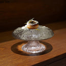 Axyaa Mushroom-Shaped Glass Seafood Sushi Plate - High Footed Dessert Serving Plate