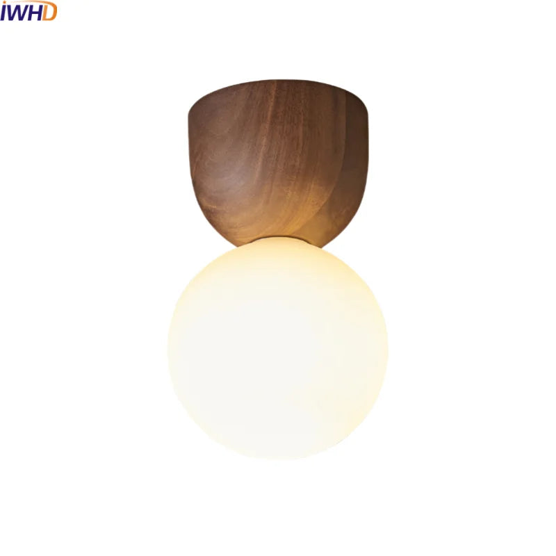 Axyaa Walnut Glass LED Ceiling Light Modern Art Decoration Fixture