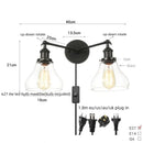 Axyaa Glass Black LED Wall Sconce 2 Heads Vintage Bedroom Bathroom Light