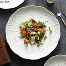 Axyaa Ceramic Cabbage Texture Plate Set - White Specialty Tableware