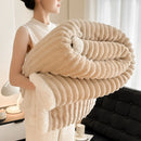 Axyaa Striped Artificial Wool Blanket: Soft & Cozy Fleece Throw for Sofa & Bed