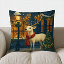 Santa Winter Scene Pillow Cover for Sofa, Bedroom or Car by Axyaa