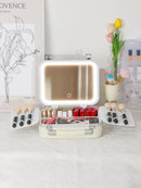 Axyaa LED Mirror Cosmetic Case: Travel-friendly Storage Solution for Women's Makeup