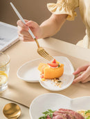 Axyaa White Heart Ceramic Plate Set - Irregular Home Kitchen Dishes & Bowls
