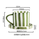 Axyaa Minimalist Stripe Ceramic Coffee Cup and Saucer Set
