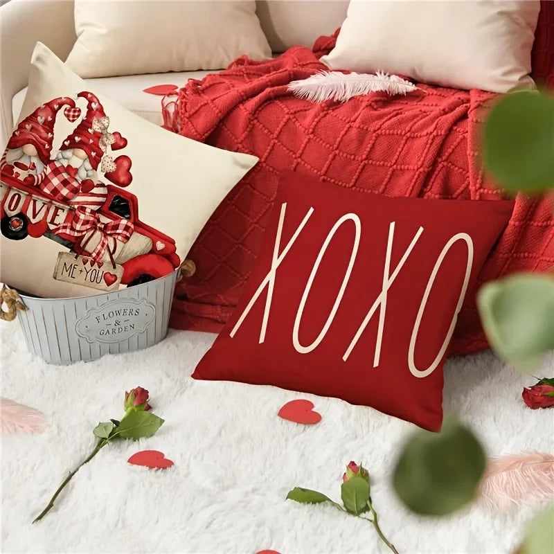 Axyaa Dwarf LOVE XOXO Valentine's Day Pillowcase for Home Room Sofa