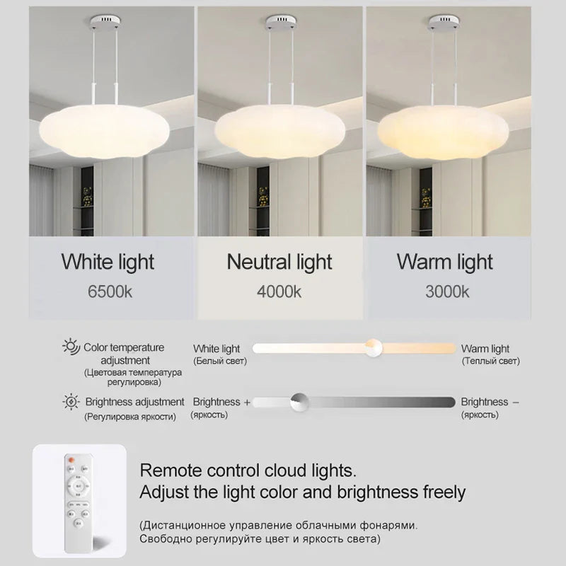 Axyaa White Cloud LED Pendant Light for Bedroom Kids Room and Living Room