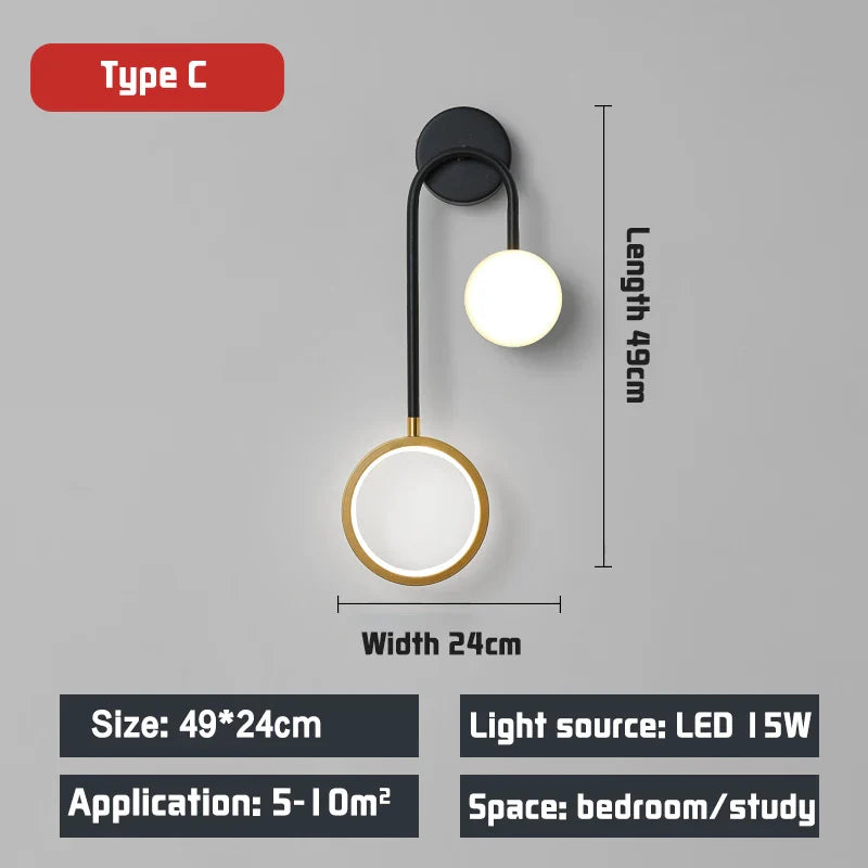 Axyaa Nordic LED Wall Lamp: Modern Minimalist Indoor Lighting Fixture