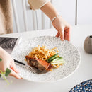 Axyaa Stone Pattern Steak Plate - High-End Ceramic Creative Dessert & Flat Plate for Fine Dining