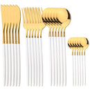 Axyaa 24Pcs Black Stainless Steel Cutlery Set for Elegant Dining