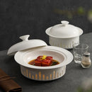 Axyaa Round Insulated Dish Plate with Cover - High-end Hotel Griddle Warm Dish Plate