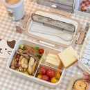 Axyaa Kawaii Kids Bento Box with Compartments - Portable, Microwave Safe Storage Container