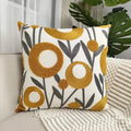 Boho Floral Tufted Cotton Throw Pillow Cover for Couch and Bed by Axyaa