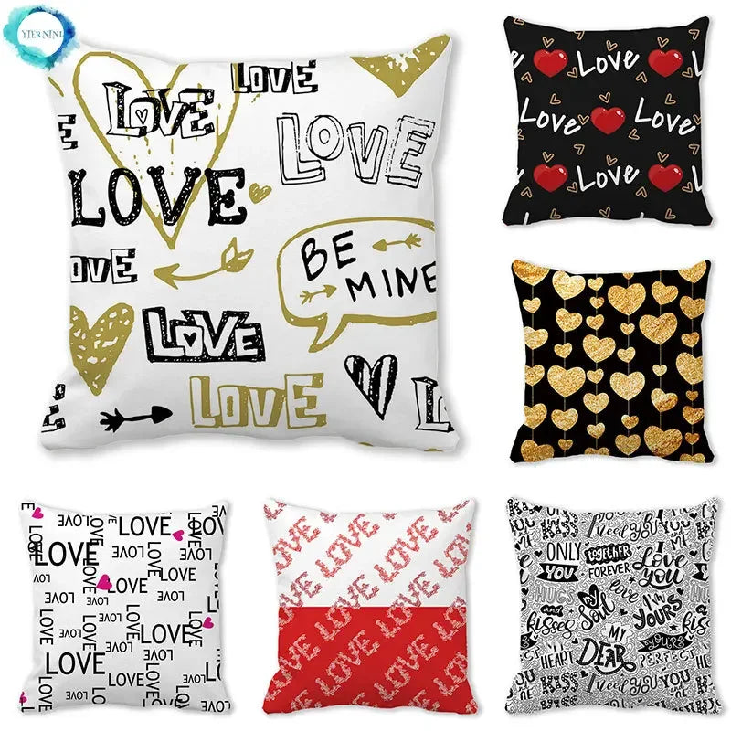 Heart Print Pillowcase for Home Decor by Axyaa - Love Cushion Cover