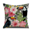 Tropical Birds Linen Pillowcase Set for Decorative Throw Cushions by Axyaa