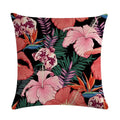 Axyaa Leaf Pattern Decorative Cushion Cover Pink Flower Linen Pillow Case