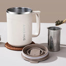 Axyaa Insulated Stainless Steel Coffee Mug with Tea Strainer, Lid, and Handle