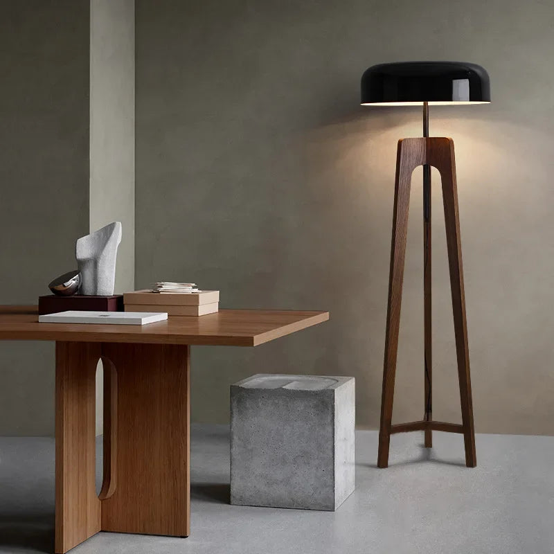 Axyaa Classical Wood Floor Lamp - E27 Bulb, Home Art Deco Lighting