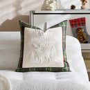 Axyaa Christmas Plaid Elk Pillow Cover Embroidered Jacquard Sofa Cushion