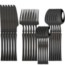Axyaa 24-Piece Stainless Steel Cutlery Set - Knife Fork Spoon Dinnerware Silverware