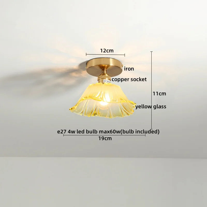 Axyaa Copper Glass LED Ceiling Light for Home Decor - Nordic Style Fixtures