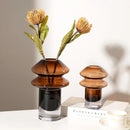 Axyaa Mushroom Shape Glass Vase for Home Decoration and Floral Arrangement