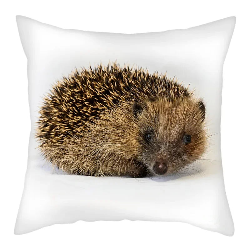 Hedgehog Print Pillow Cover for Home Sofa Decor 45X45cm - Axyaa