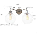 Axyaa 2-Head LED Wall Sconce Industrial Iron Glass Retro Stair Light Fixtures