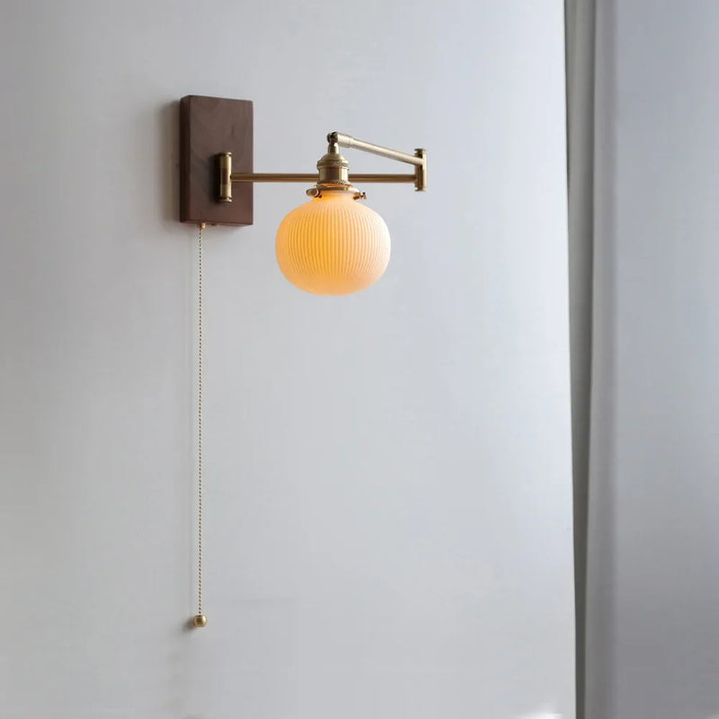 Axyaa Rotating Japanese Wall Lamp - Left Right Rotatable Long Arm Bedside Light