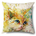 Axyaa Cartoon Kitty Cat Linen Pillowcase for Bed, Couch, and Sofa Décor