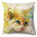 Axyaa Cartoon Kitty Cat Linen Pillowcase for Bed, Couch, and Sofa Décor