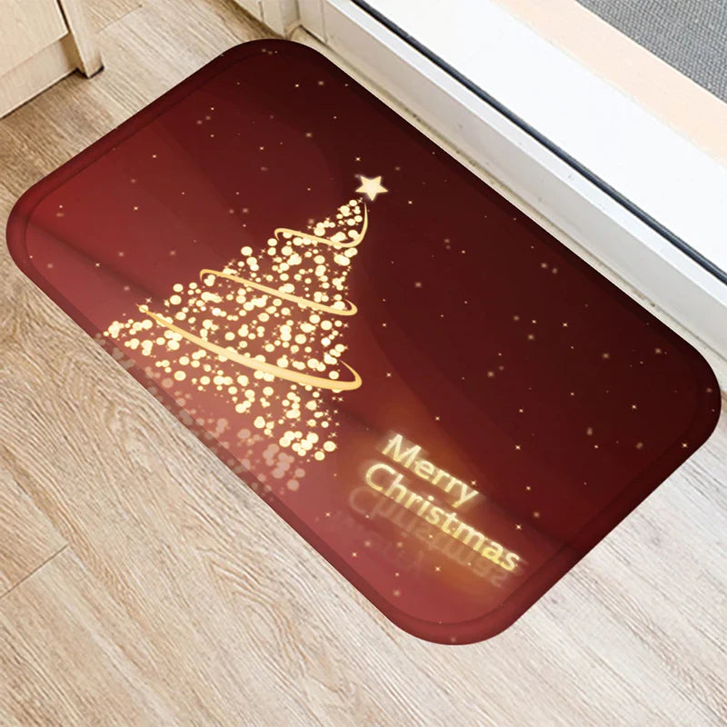 Axyaa Christmas Balls Tree Printed Door Mat Non-Slip Floor Carpet)((((