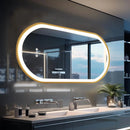 Axyaa Oval LED Bathroom Mirror Gold Frame Anti-fog 3-Color IP56 800/1000/1200MM