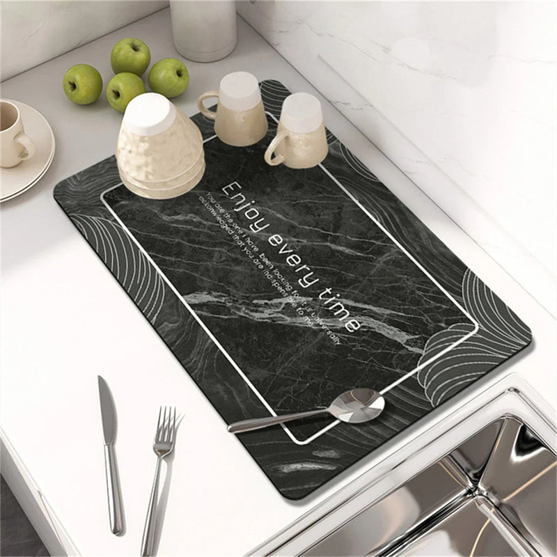 Axyaa Silicone Stripe Kitchen Drying Mat - Absorbent & Stylish Tables Cups Holder