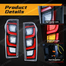 Axyaa LED Tail Lamps for Isuzu Dmax D-max 2012-2019 Rear Running Brake Turn Signal
