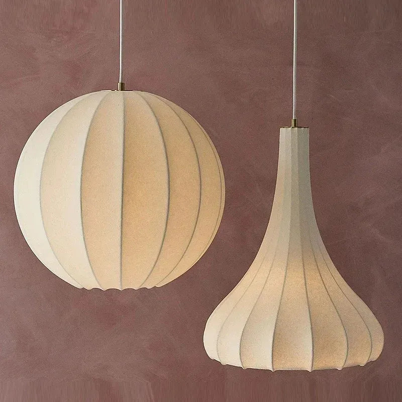 Axyaa Silk Lantern Pendant Lamp: Minimalist Japanese Noguchi Style