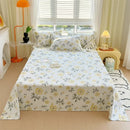 Axyaa Green Check Raw Cotton Double Bed Sheets Set Queen/King Flat Top Full Cover