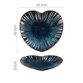 Axyaa Heart Shaped Ceramic Dessert Sushi Snack Plate - Striped Tableware Display