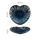 Axyaa Heart Shaped Ceramic Dessert Sushi Snack Plate - Striped Tableware Display