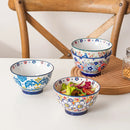 Axyaa Hand-Painted Ceramic Rice Bowls - 4pcs Set for Soup, Salad or Yogurt