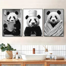 Axyaa Cute Panda Newspaper Wall Art for Bathroom Decor