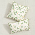Axyaa Daisy Floral Cushion Cover Green Leaves Embroidery Soft Cozy 45x45cm/30x50cm