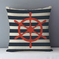 Navy Blue Mediterranean Print Linen Cushion Cover by Axyaa - 45x45cm