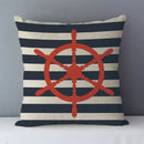 Navy Blue Mediterranean Print Linen Cushion Cover by Axyaa - 45x45cm