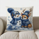 Axyaa Snowman & Gingerbread Decor Pillow Cover for Sofa, Bedroom, Car