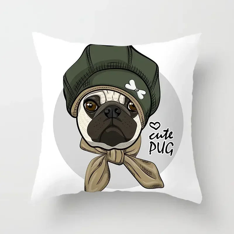 Cute Pug Bulldog Pillowcase for Living Room Decor - Axyaa Home Decor